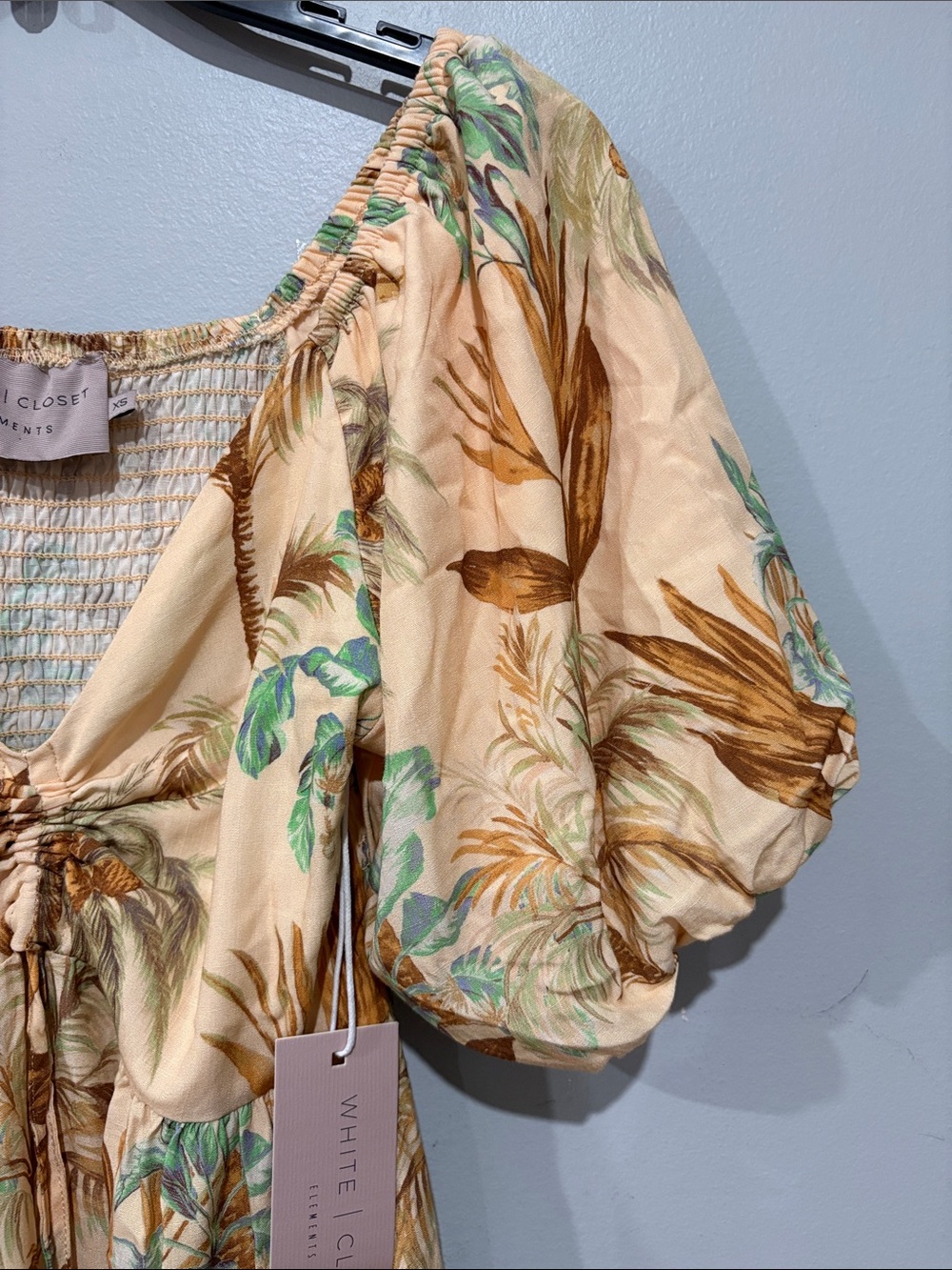 White Closet Cream Tropical Tie-Front Mini Dress - Picture 4 of 13